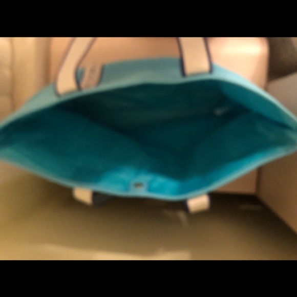 New Victoria’s Secret Turquoise Woven Tote &  Ocean Blue Wristlet Bundle - Picture 4 of 5